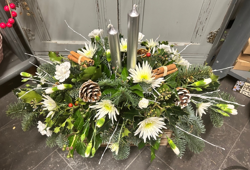 Christmas Long Table Arrangement with Candles